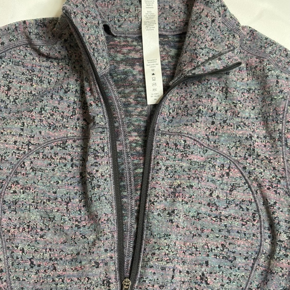 LULULEMON Neon Tweed Jacquard Battleship Electric Coral Run Briskly 1/2 Zip SZ 2 - Picture 4 of 6
